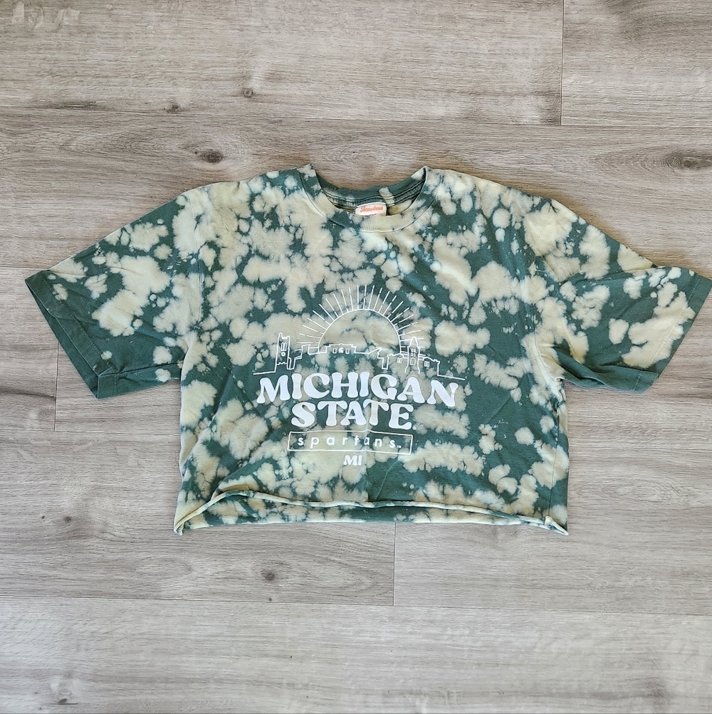 Michigan State Tie-dye crop Top Size Small